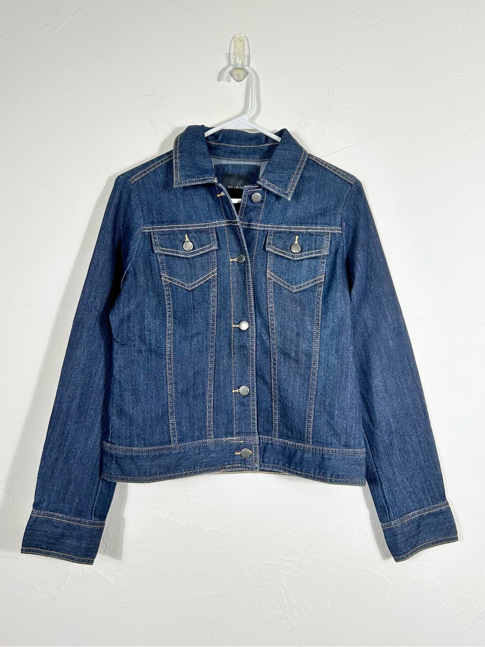 The Limited Classic Dark Wash Denim Jacket Size Small Blue Jean Trucker Jacket